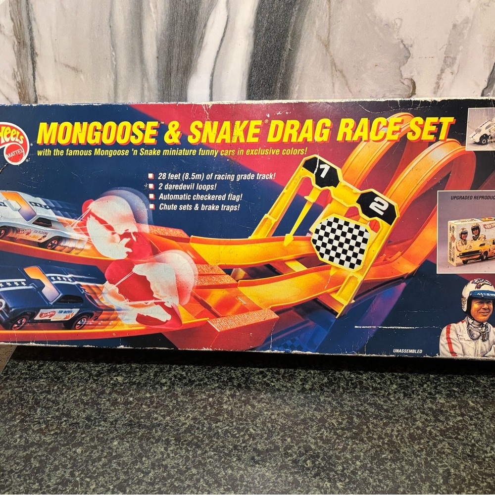 Mongoose & Snake Drag Race Set - Hot Wheels Style Orange Track